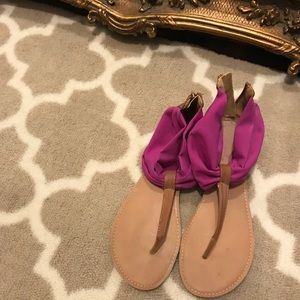 Pink Fabric Back Ankle ZIP Sandals